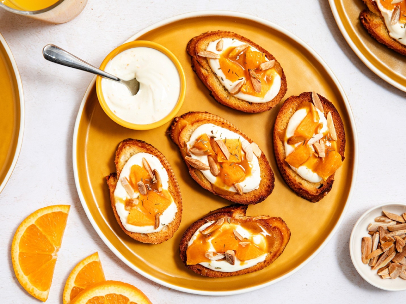 Orange Ricotta Toasts with Almonds