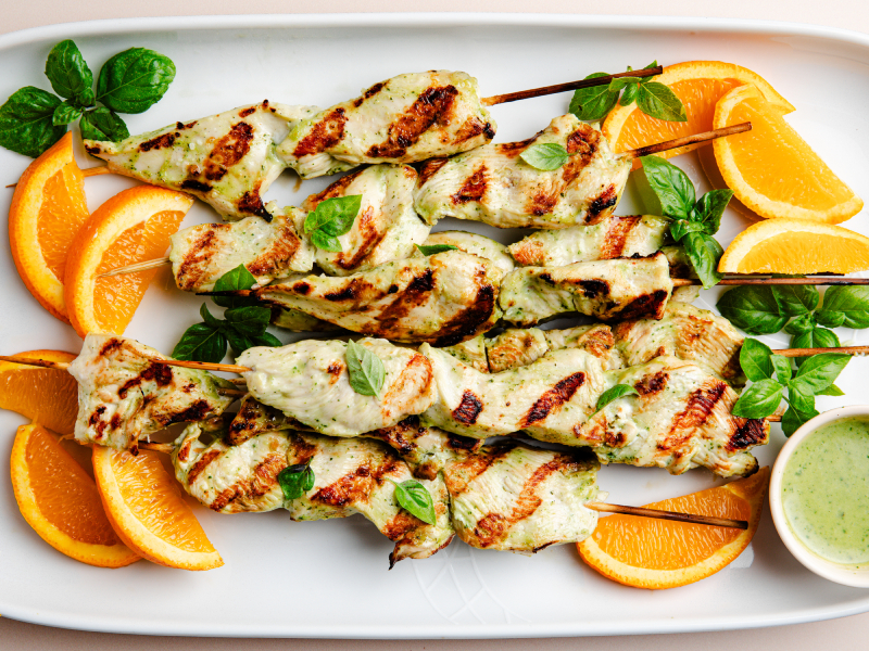 Chicken Skewers with Orange-Basil Marinade